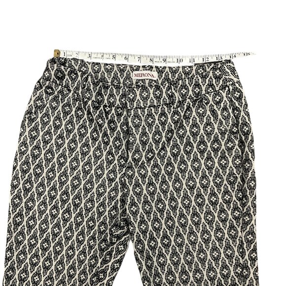MERONA Crop Pants Size 6 Classic Cotton Embroidered Pattern Black & White - Picture 11 of 13